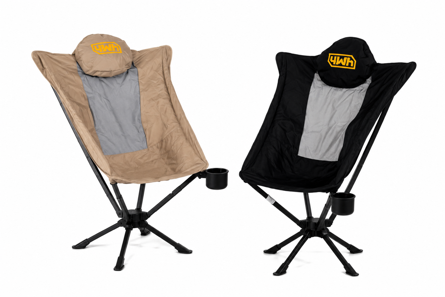 Compact Swivel Camping Chair-Black