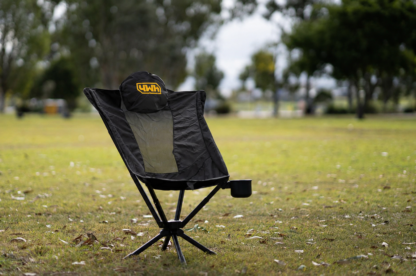 Compact Swivel Camping Chair-Black
